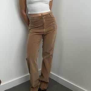 Vintage 70's Longstreet Beige High Rise Corduroy Straight Leg Pants Size M
